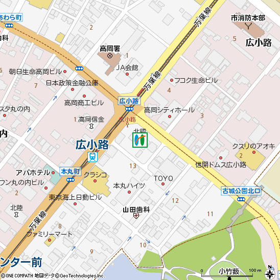 駅南支店（高岡支店内）付近の地図